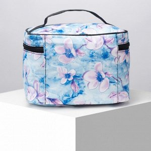 Косметичка-сумочка, отдел на молнии, с зеркалом, цвет голубой