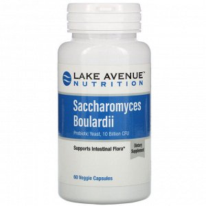 Lake Avenue Nutrition, Сахаромицеты Буларди, пробиотические дрожжи, 10 млрд КОЕ, 60 растительных капсул