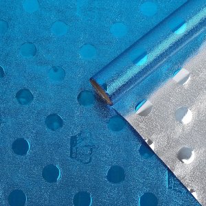 Плёнка металлизированная "Горошек", синий, 0,7 х 2 м