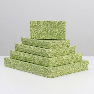 Набор коробок 5 в 1 "Кружевная листва зеленая", 40 х 30 х 5 - 20 х 10 х 3 см