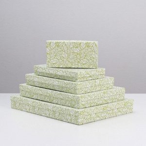 Набор коробок 5 в 1 "Кружевная листва белая", 40 х 30 х 5 - 20 х 10 х 3 см