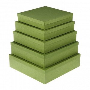 Набор коробок 5в1 "Зелёный ковролин", с тиснением, 34 х 34 х 9 - 26 х 26 х 5 см