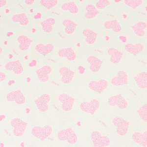 Пленка для цветов "Сердца - Любовь это...", розовая, 0,7 х 7,6 м, 40 мкм, 200 г