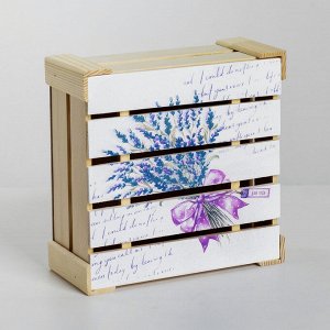 Коробка деревянная подарочная «Букет лаванды», 20 * 20 * 10 см