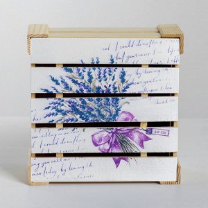 Коробка деревянная подарочная «Букет лаванды», 20 * 20 * 10 см