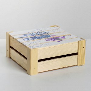 Коробка деревянная подарочная «Букет лаванды», 20 ? 20 ? 10 см