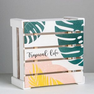Коробка деревянная подарочная Tropical life, 20 * 20 * 10  см