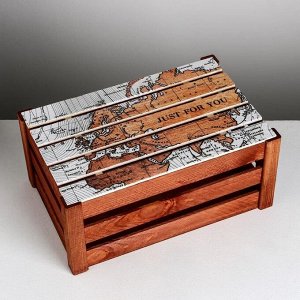 Коробка деревянная подарочная «Карта», 21 * 33 * 15  см