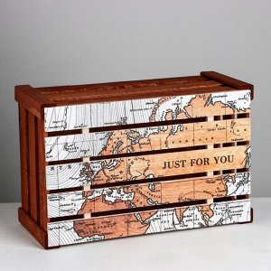 Коробка деревянная подарочная «Карта», 21 ? 33 ? 15  см