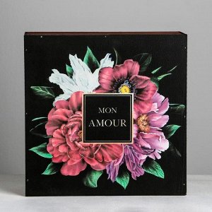 Коробка деревянная подарочная «Цветы», 25 × 25 × 10 см