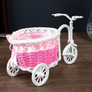 Корзинка декоративная "Велосипед с кашпо-розовая лента" 10х21х12,5 см