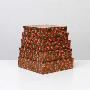 Набор коробок 5 в 1 "Тюльпаны на золотом", 34 х 34 х 9 - 26 х 26 х 5 см