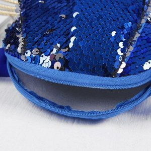 Мягкая сумочка «Зайка», пайетки, цвет серебряно-синий