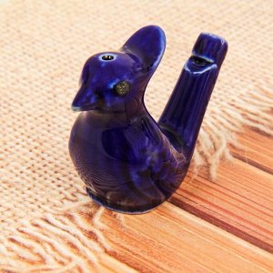 Свистулька керамическая «Птичка с хохолком» синяя