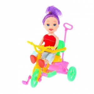 Кукла малышка "Валентина" на велосипеде, МИКС
