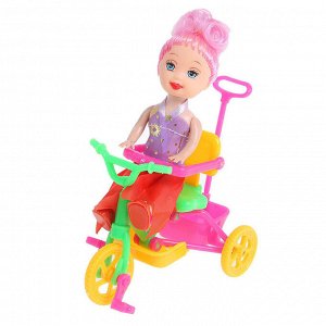 Кукла малышка "Валентина" на велосипеде, МИКС