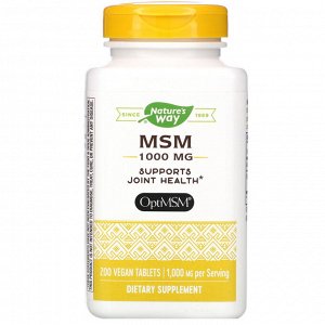 Мсм Nature's Way, MSM, Pure OptiMSM, 1000 мг, 200 таблеток
метил сульфонил метан (MSM) это соединение серы, помогающее поддерживать здоровую работу суставов. OptiMSM — это чистая патентованная форма M