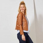 Куртка из экокожи - коричневый