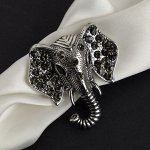 Магнит для платка &quot;Слон&quot; индийский, цвет серый в чернёном серебре