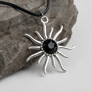 Кулон на шнурке "Солнце", цвет чёрный в чернёном серебре, 45см