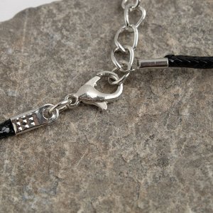 Кулон на шнурке "Перо", цвет чернёное серебро на чёрном шнурке, 45см