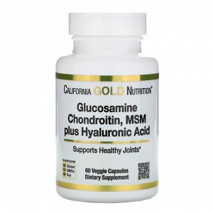 California Gold Nutrition, Глюкозамин, хондроитин, МСМ с гиалуроновой кислотой, 60 растительных капсул