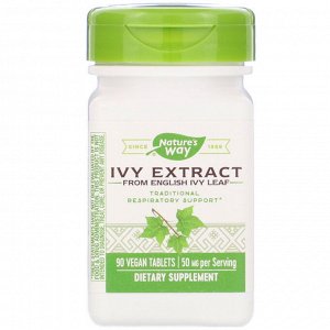 Nature&#x27 - s Way, Ivy Extract, 50 mg, 90 Vegan Tablets