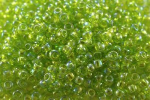 Бисер японский TOHO круглый 6/0 #0164 зеленый лайм, радужный прозрачный, 10 грамм
