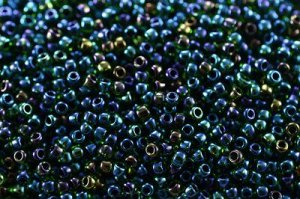 Бисер японский TOHO круглый 11/0 #0397 зеленый/фиолетовый радужный, окрашенный изнутри, 10 грамм