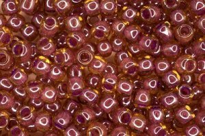 Бисер японский TOHO круглый 6/0 #0960 светлый топаз/розовый, окрашенный изнутри, 10 грамм