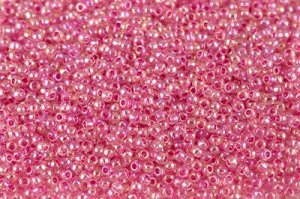 Бисер японский TOHO круглый 11/0 #0785 хрусталь/ярко-розовый радужный, окрашенный изнутри, 10 грамм