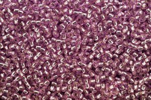 Бисер японский TOHO круглый 11/0 #2212 розовый, серебряная линия внутри, 10 грамм