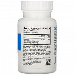 Lake Avenue Nutrition, Биглицинатный хелат магния, 200 мг, 60 таблеток