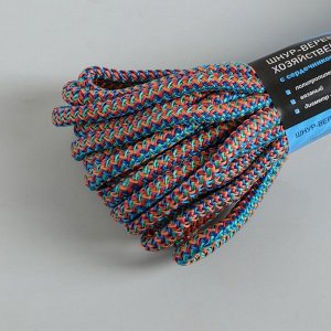 Шнур-верёвка вязаный с сердечником, ПП, d=8 мм, 10 м, цвет МИКС