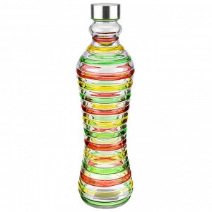 Бутылка стеклянная "Доза цвет" 1л h31см, д/горла 2,8см, винтовая комбинированная крышка, цвета микс (д/основания 7,5см) (Китай)