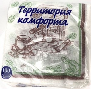 Салфетка 100 л. 25*25, 1 сл. рис. КОФЕ