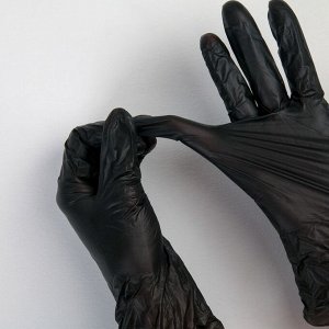 Перчатки виниловые, размер М, 100 шт/уп, 9 гр, цвет чёрный