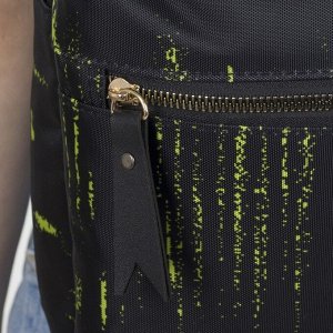 Рюкзак молодёжный, отдел на молнии, 3 наружных кармана, цвет чёрный/зелёный
