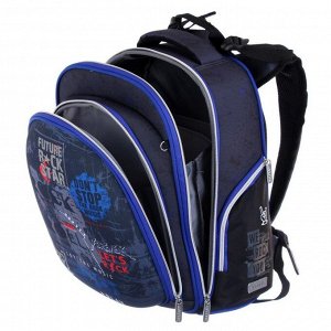 Рюкзак каркасный, deVENTE Step, 38 х 28 х 16 см, Rock Star, чёрный/синий