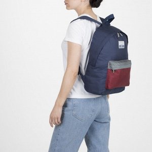 Рюкзак молодёжный, отдел на молнии, наружный карман, цвет синий/бордовый