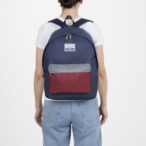 Рюкзак молодёжный, отдел на молнии, наружный карман, цвет синий/бордовый