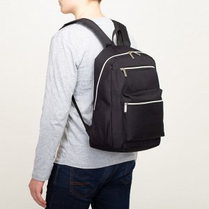 Рюкзак школьный, отдел на молнии, 2 наружных кармана, 2 боковых кармана, цвет чёрный