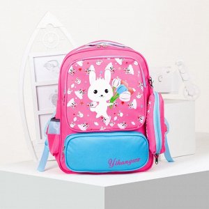 Рюкзак школьный, 2 отдела на молниях, 2 наружных кармана, 2 боковых кармана, с футляром, цвет розовый