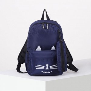 Рюкзак школьный, отдел на молнии, наружный карман, 2 боковых кармана, футляр, цвет синий