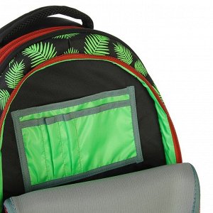 Рюкзак каркасный школьный Calligrata "Крутой дино" + мешок для обуви, 39 х 28 х 18 см, зелёный