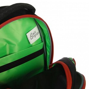 Рюкзак каркасный школьный Calligrata "Крутой дино" + мешок для обуви, 39 х 28 х 18 см, зелёный
