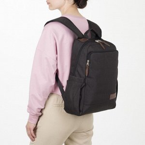Рюкзак молодёжный, классический, отдел на молнии, наружный карман, цвет чёрный/рыжий