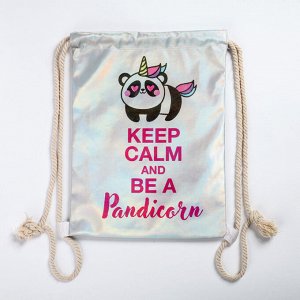 Сумка для обуви "Keep calm and be a Pandicorn", кож.зам голография