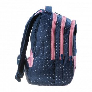 Рюкзак школьный Hatber Sreet 42 х 30 х 20, для девочки "Мяу", синий/розовый