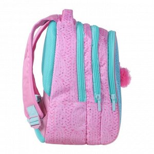 Рюкзак школьный Hatber Sreet 42 х 30 х 20, для девочки &quot;Краски Парижа&quot;, бирюзовый/розовый